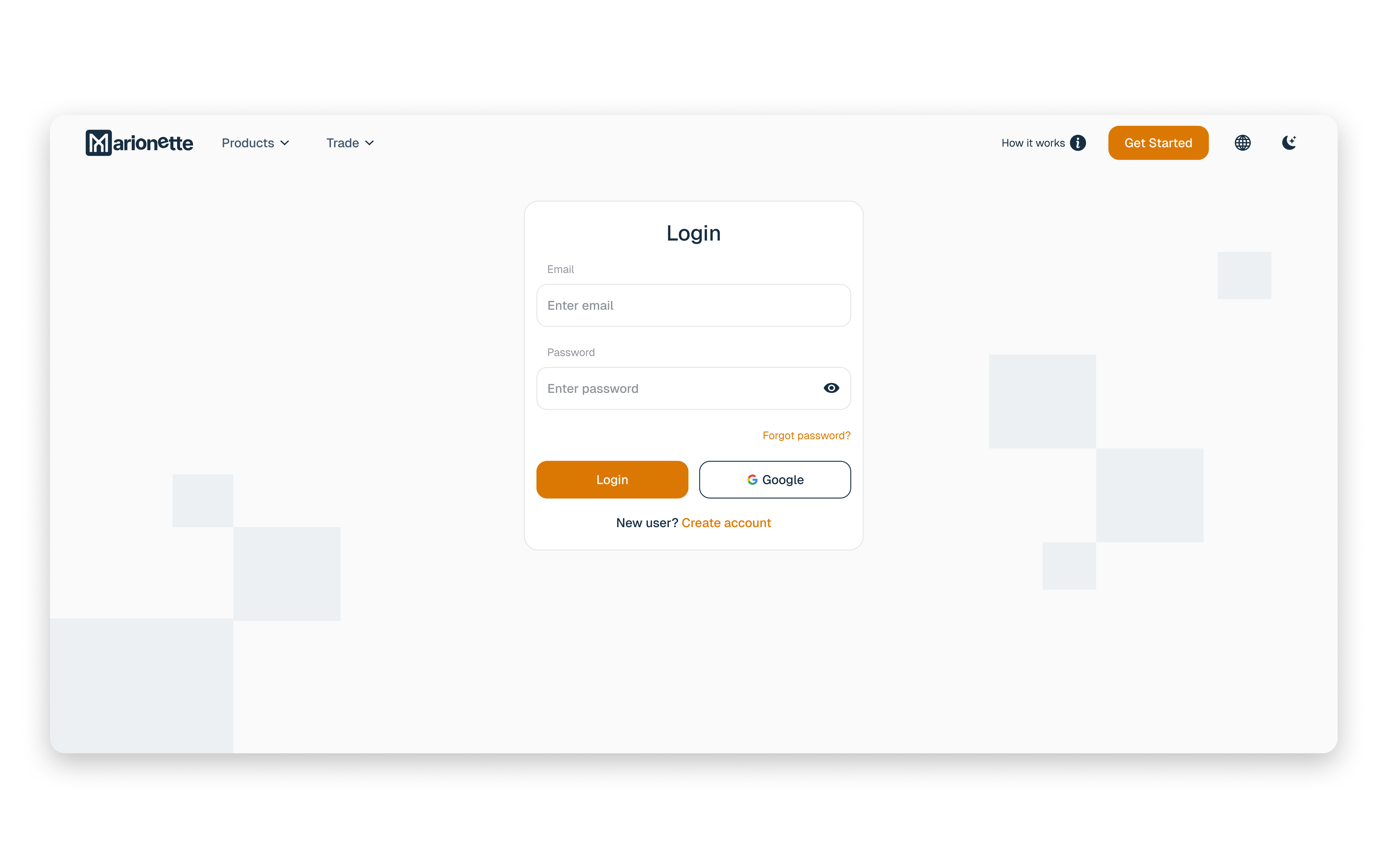 The simplified Marionette login screen