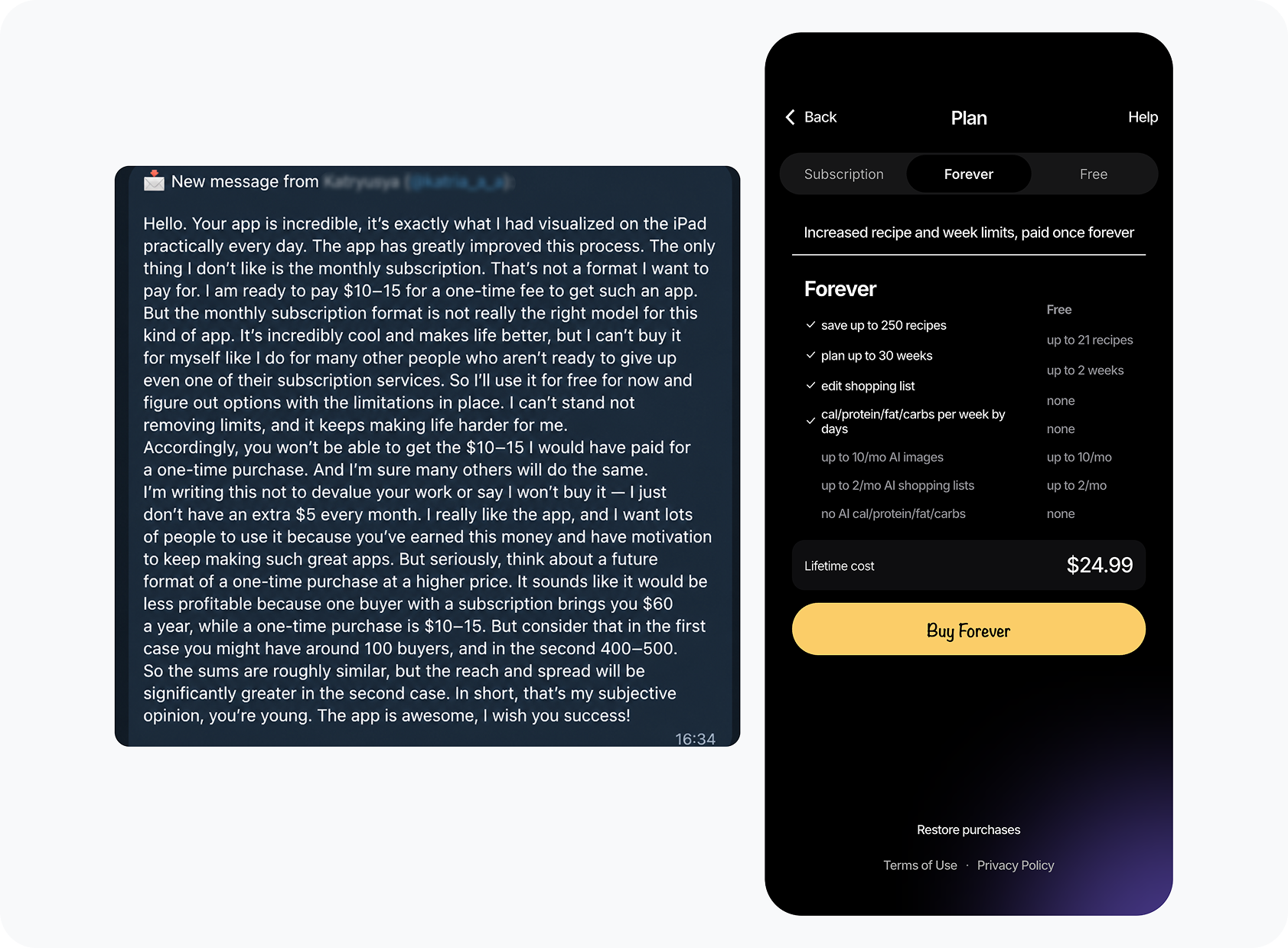 The Forever plan — a one-time purchase option